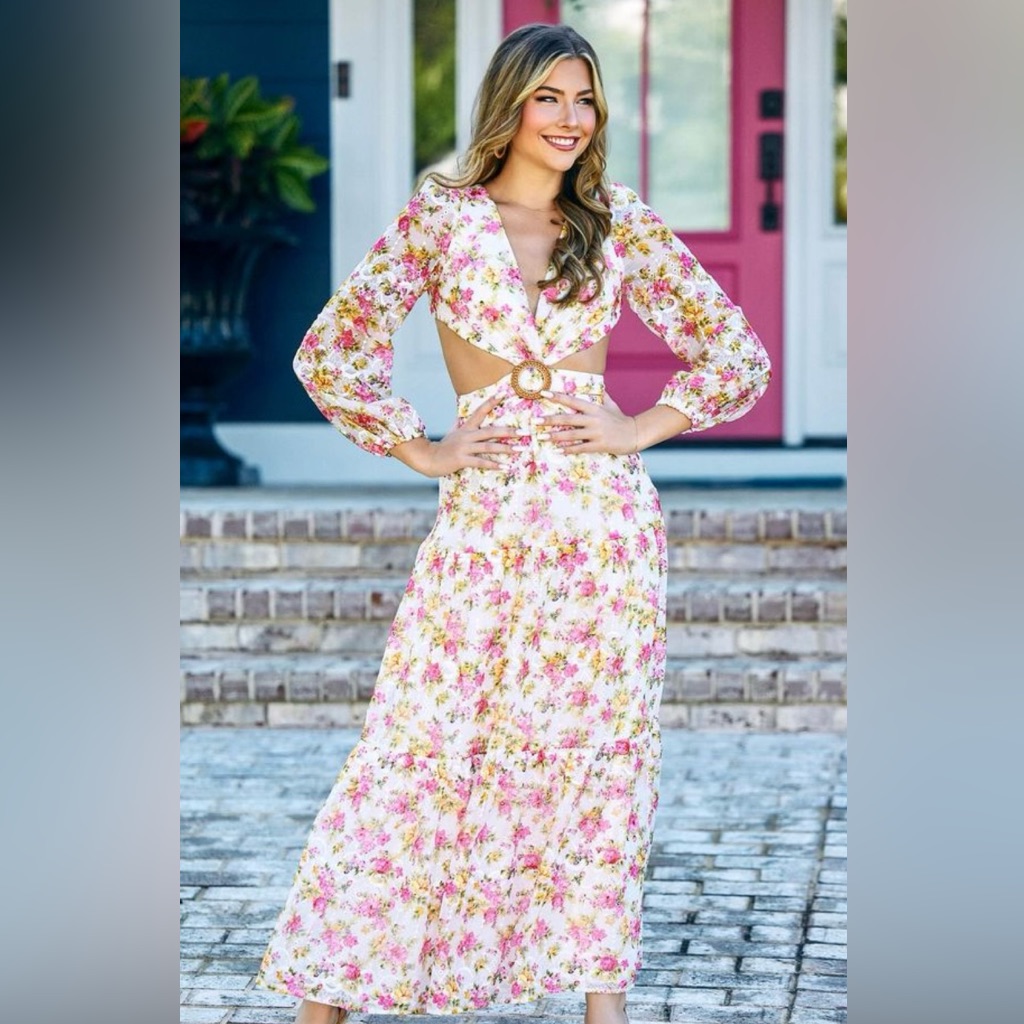 - Nwt Gianni Bini Lillian Eyelet Floral Cutout Maxi Dress Size 6